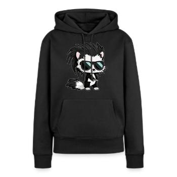 Comic skunk in cool avec des lunettes de soleil rétro - Sweat à capuche Premium bio Femme - noir - Devant - Julia (174cm)