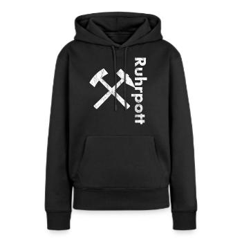 Ruhrpott Vertikal - Frauen Premium Bio Hoodie - Schwarz - Vorne - Julia (174cm)