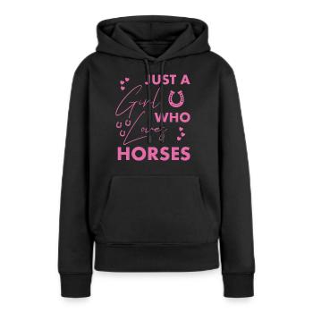Girl who loves Horses - Women’s Premium Organic Hoodie - black - Front - Julia (174cm)