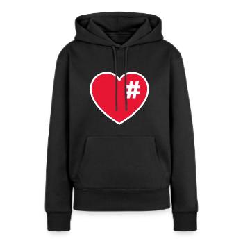 Herz mit hashtag raute - Frauen Premium Bio Hoodie - Schwarz - Vorne - Julia (174cm)