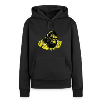 Singe d’argent - Sweat à capuche Premium bio Femme - noir - Devant - Julia (174cm)