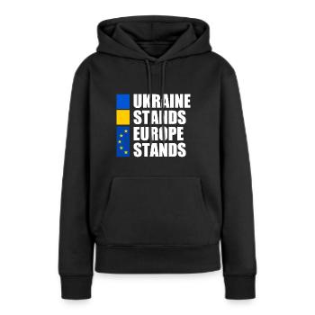 ukraine stands europe stands - Frauen Premium Bio Hoodie - Schwarz - Vorne - Julia (174cm)