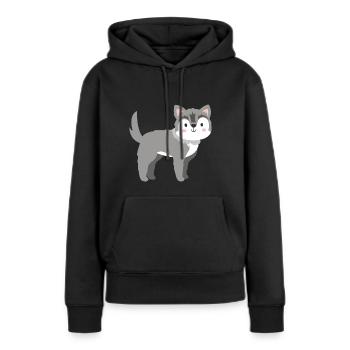 Loup doux - Sweat à capuche Premium bio Femme - noir - Devant - Julia (174cm)