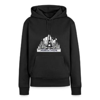 Parisienne Parcours marathon - Sweat à capuche Premium bio Femme - noir - Devant - Julia (174cm)