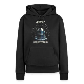 Respawn Punkt: Sternwarte | Astronomie Beobachtung - Frauen Premium Bio Hoodie - Schwarz - Vorne - Julia (174cm)