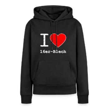I love mei 16er Blech am Würstlstand - Frauen Premium Bio Hoodie - Schwarz - Vorne - Julia (174cm)