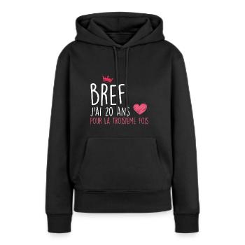 60 ans - Sweat à capuche Premium bio Femme - noir - Devant - Julia (174cm)