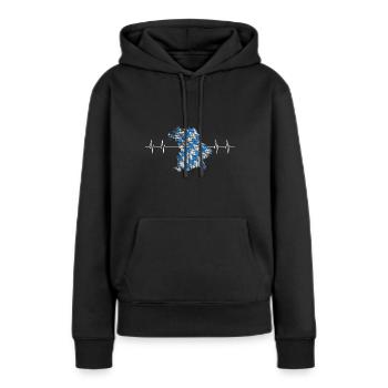 Bayern, Oberbayern, Herz für Bayern, Minga - Frauen Premium Bio Hoodie - Schwarz - Vorne - Julia (174cm)