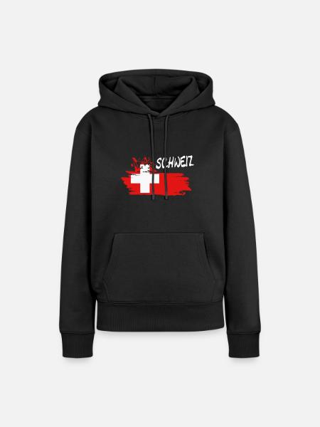Schweiz Swiss Switzerland - Frauen Premium Bio Hoodie - Schwarz