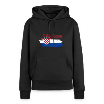 Kroatien - Frauen Premium Bio Hoodie - Schwarz - Vorne - Julia (174cm)