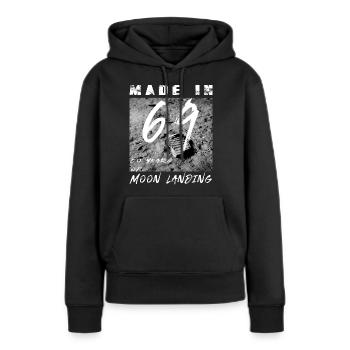 Made in 69 Geboren in 1969 - Frauen Premium Bio Hoodie - Schwarz - Vorne - Julia (174cm)
