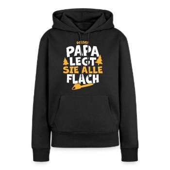 Papa Holz Holzmachen Waldarbeiter Geschenk lustig - Frauen Premium Bio Hoodie - Schwarz - Vorne - Julia (174cm)