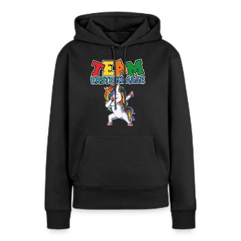 Schule Einschulung Schulanfang Einhorn Mädchen Jun - Frauen Premium Bio Hoodie - Schwarz - Vorne - Julia (174cm)