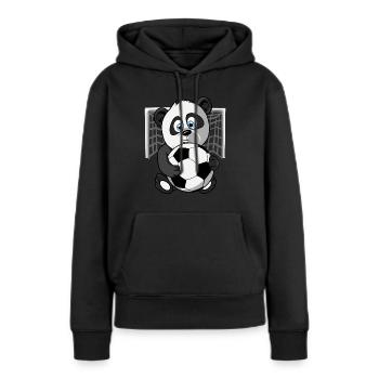 Fußball Panda Fußballspieler Torwart - Frauen Premium Bio Hoodie - Schwarz - Vorne - Julia (174cm)