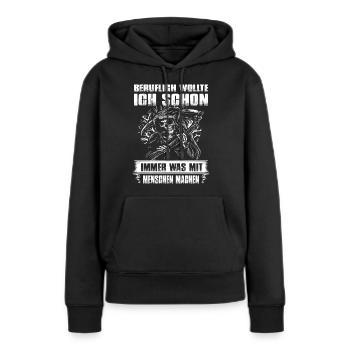 Sensenmann Beruflich was mit Menschen machen - Frauen Premium Bio Hoodie - Schwarz - Vorne - Julia (174cm)
