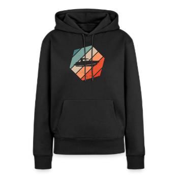 Bateau Capitaine Navire Bateau à moteur Rétro - Sweat à capuche Premium bio Femme - noir - Devant - Julia (174cm)