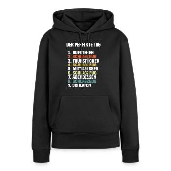 Schlagzeug - Frauen Premium Bio Hoodie - Schwarz - Vorne - Julia (174cm)