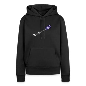 Grèce Drapeau grec Battement de cœur grec - Sweat à capuche Premium bio Femme - noir - Devant - Julia (174cm)