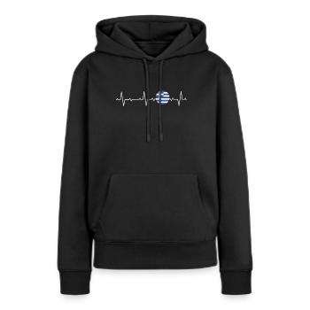 Grèce Drapeau grec Battement de cœur grec - Sweat à capuche Premium bio Femme - noir - Devant - Julia (174cm)