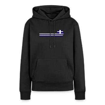 Grèce Drapeau grec Grec - Sweat à capuche Premium bio Femme - noir - Devant - Julia (174cm)