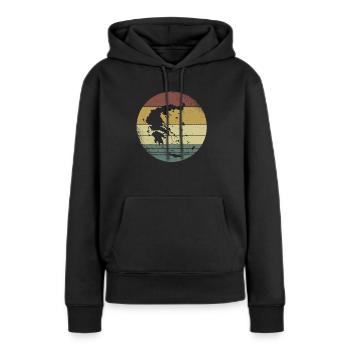 Grèce Drapeau Grec Vintage Grec - Sweat à capuche Premium bio Femme - noir - Devant - Julia (174cm)
