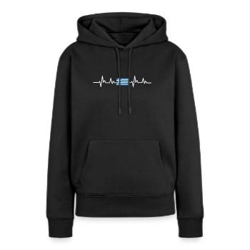 Grèce Drapeau grec Battement de cœur grec - Sweat à capuche Premium bio Femme - noir - Devant - Julia (174cm)