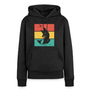 Poisson poisson coloré - Sweat à capuche Premium bio Femme - noir - Devant - Julia (174cm)