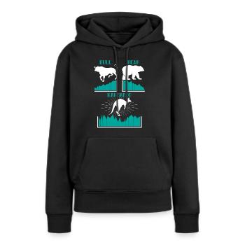 Bull Bear und Kangaroo Market Volatility Trader - Frauen Premium Bio Hoodie - Schwarz - Vorne - Julia (174cm)
