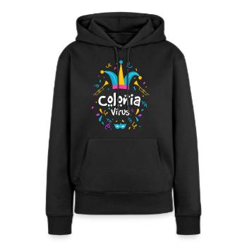 Colonia Virus Köln Karneval Geschenk - Frauen Premium Bio Hoodie - Schwarz - Vorne - Julia (174cm)