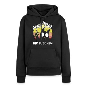 Katze Peng Luschen lustig Geschenk - Frauen Premium Bio Hoodie - Schwarz - Vorne - Julia (174cm)
