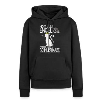 Katzen Shirt - Engel Schnurrhaare - Frauen Premium Bio Hoodie - Schwarz - Vorne - Julia (174cm)
