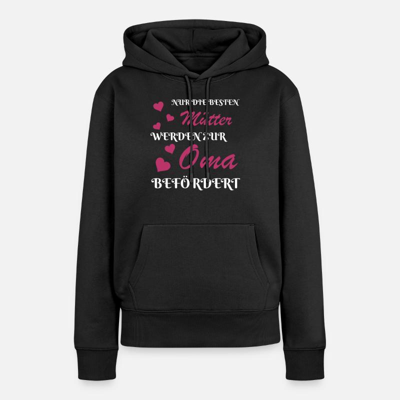 Zur Oma befördert - Frauen Premium Bio Hoodie - Schwarz