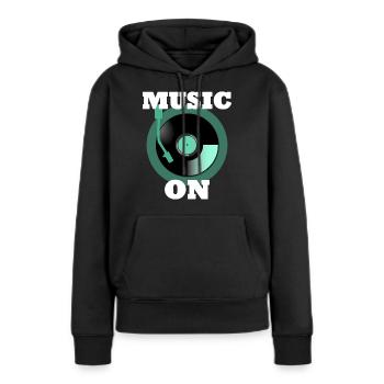 musique phonographe - Sweat à capuche Premium bio Femme - noir - Devant - Julia (174cm)