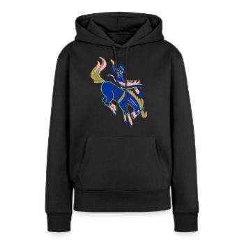 Rodeo - Sweat à capuche Premium bio Femme - noir - Devant - Julia (174cm)
