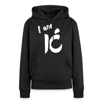 I am ic - Frauen Premium Bio Hoodie - Schwarz - Vorne - Julia (174cm)