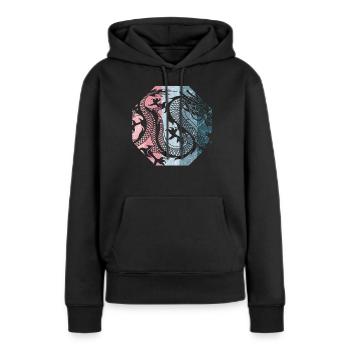 Dragon chinois - Sweat à capuche Premium bio Femme - noir - Devant - Julia (174cm)