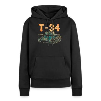 Char T-34 Union soviétique - Sweat à capuche Premium bio Femme - noir - Devant - Julia (174cm)