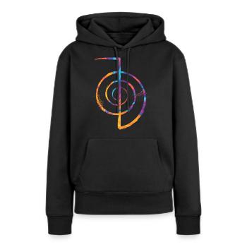 Reiki - Sweat à capuche Premium bio Femme - noir - Devant - Julia (174cm)