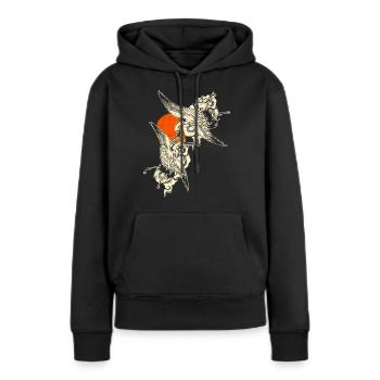 Kraniche - Japanische Kunst - Frauen Premium Bio Hoodie - Schwarz - Vorne - Julia (174cm)