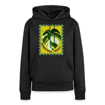 Monstera panaché - Sweat à capuche Premium bio Femme - noir - Devant - Julia (174cm)