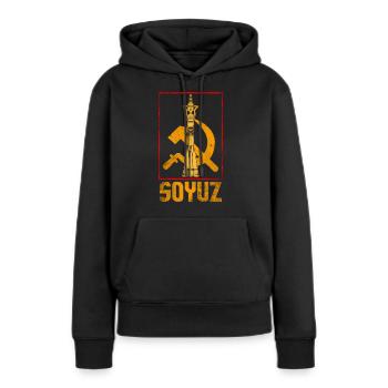 Fusée soviétique Soyouz - Sweat à capuche Premium bio Femme - noir - Devant - Julia (174cm)