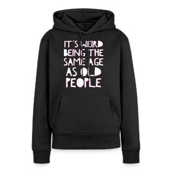 Slogan tee - Sweat à capuche Premium bio Femme - noir - Devant - Julia (174cm)