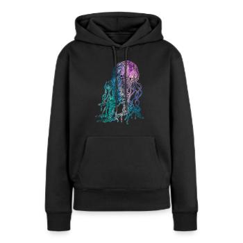 Qualle - Frauen Premium Bio Hoodie - Schwarz - Vorne - Julia (174cm)