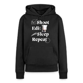 Shoot, Edit, Sleep, Repeat - Fotografie Design - Frauen Premium Bio Hoodie - Schwarz - Vorne - Julia (174cm)