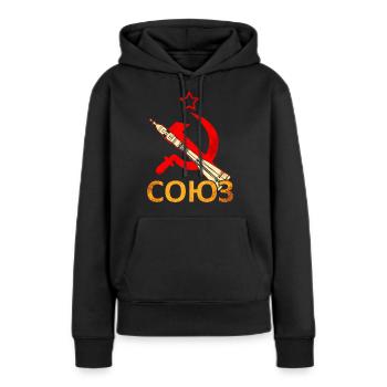 Sojus Rakete Sowjetunion - Frauen Premium Bio Hoodie - Schwarz - Vorne - Julia (174cm)