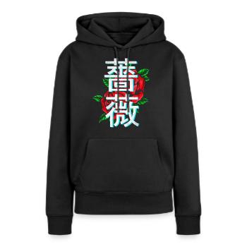 Rosen mit japanischen Schriftzeichen - Frauen Premium Bio Hoodie - Schwarz - Vorne - Julia (174cm)