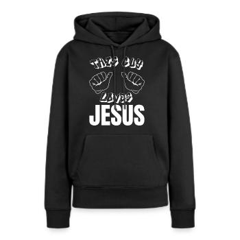 Jesus Christus Gott Kreuz Bibel Kirche Glaube Herr - Frauen Premium Bio Hoodie - Schwarz - Vorne - Julia (174cm)