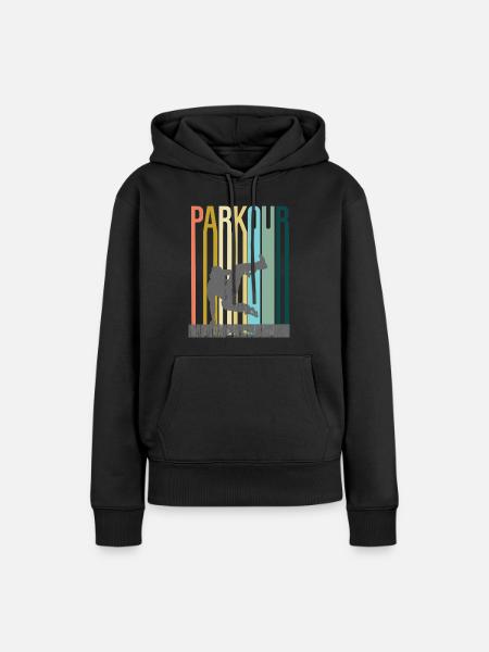 Parkour Retro - Frauen Premium Bio Hoodie - Schwarz