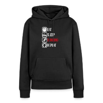 Coureur hobby coureur endurance - Sweat à capuche Premium bio Femme - noir - Devant - Julia (174cm)