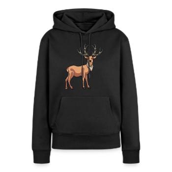 Epischer Hirsch Rotwild Geweih Wild - Frauen Premium Bio Hoodie - Schwarz - Vorne - Julia (174cm)